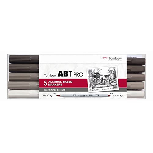 Tombow ABT PRO – Set 5 Marqueurs à Alcool Warm Grey