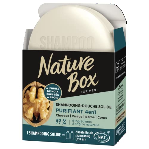 Nature Box – Shampooing Douche Solide Homme à la Noix 85 g