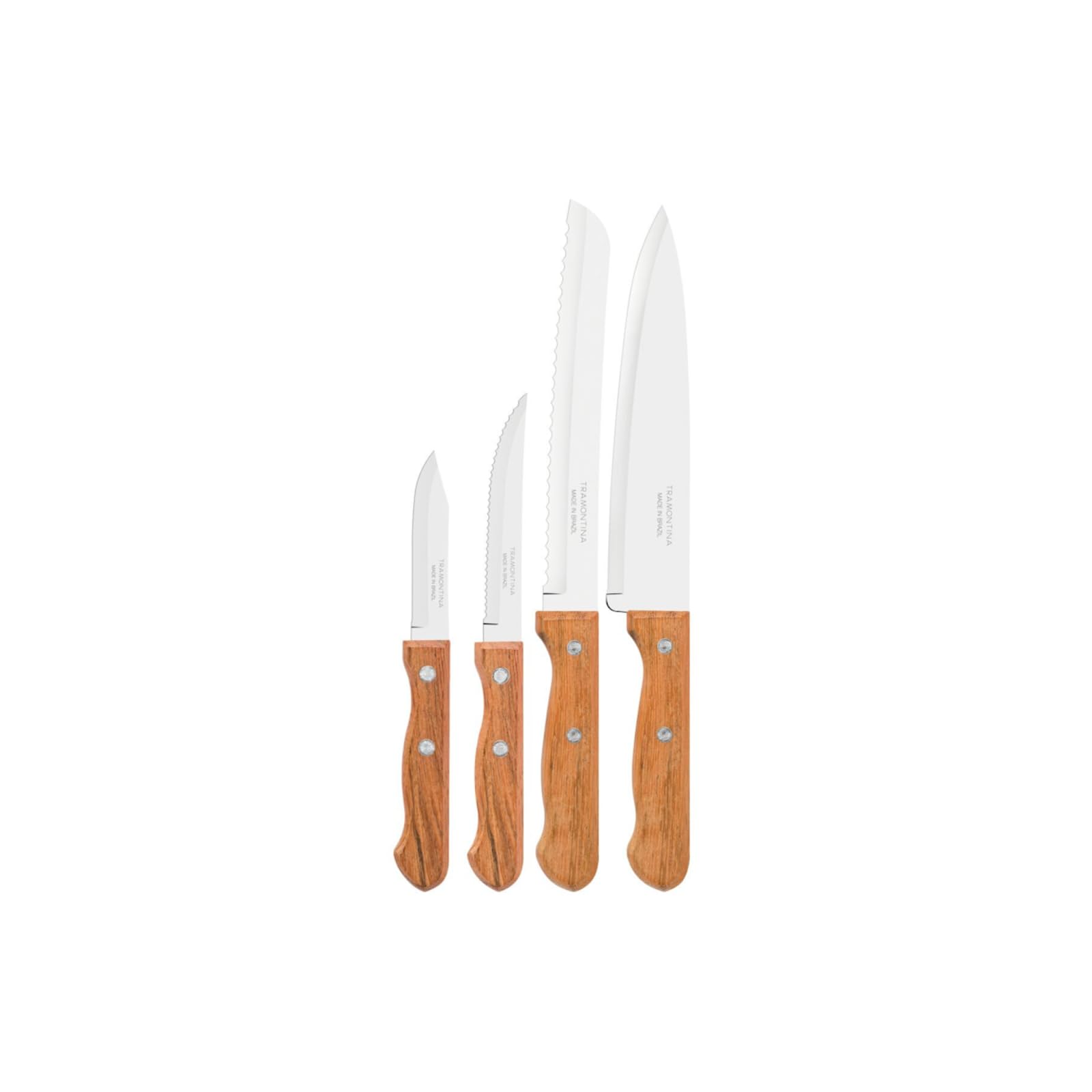 Tramontina – Set de 4 Couteaux de Cuisine Dynamic (Inox & Bois)