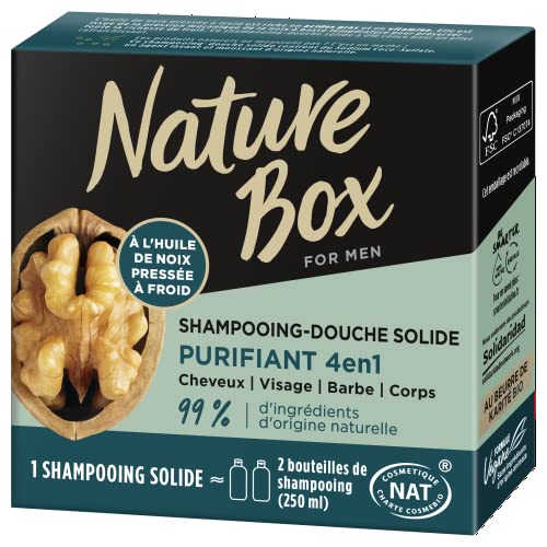 Nature Box – Shampooing Douche Solide Homme à la Noix 85 g