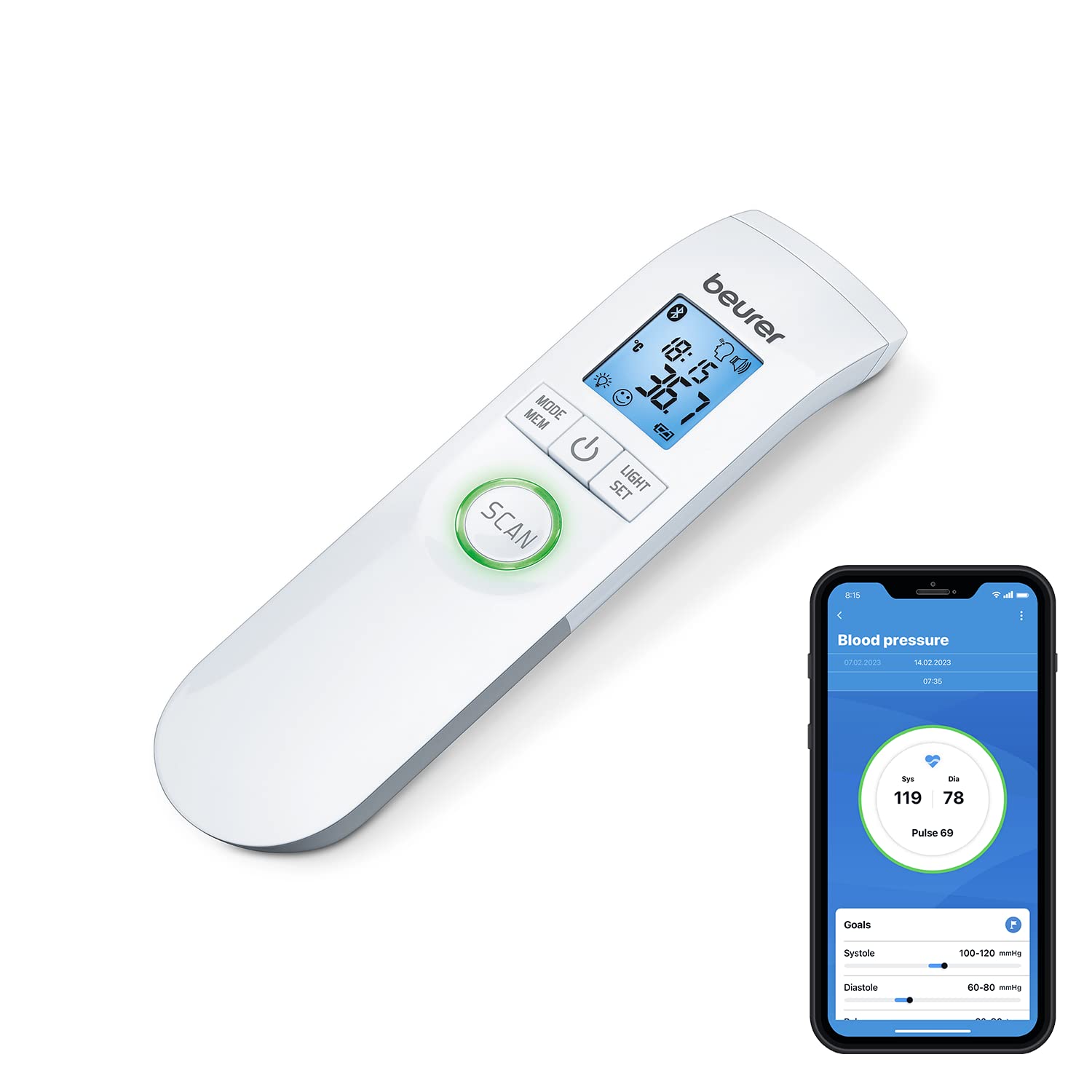 Beurer FT 95 – Thermomètre Médical Sans Contact Bluetooth