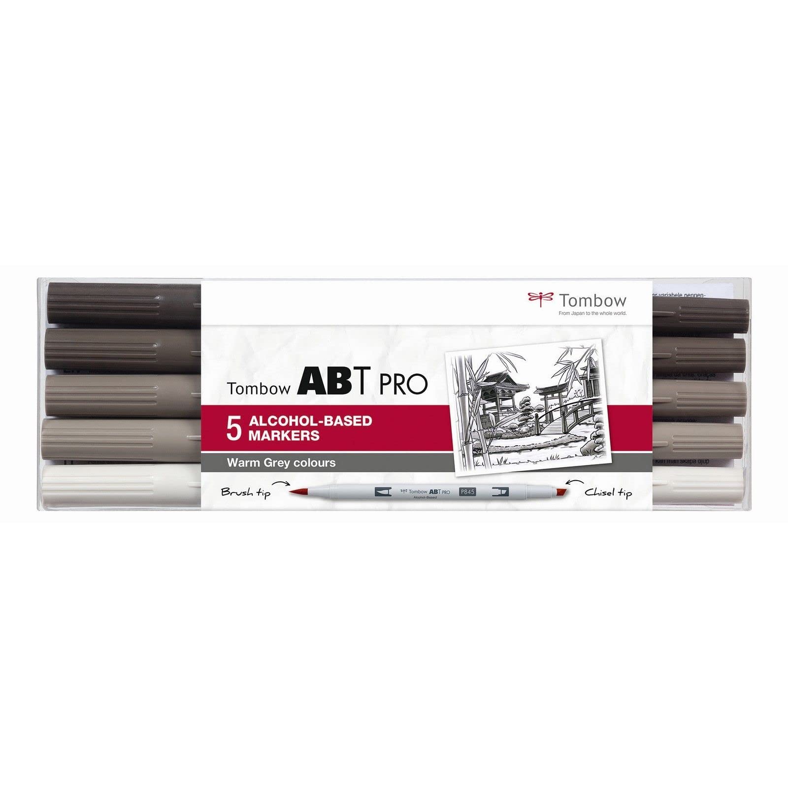 Tombow ABT PRO – Set 5 Marqueurs à Alcool Warm Grey