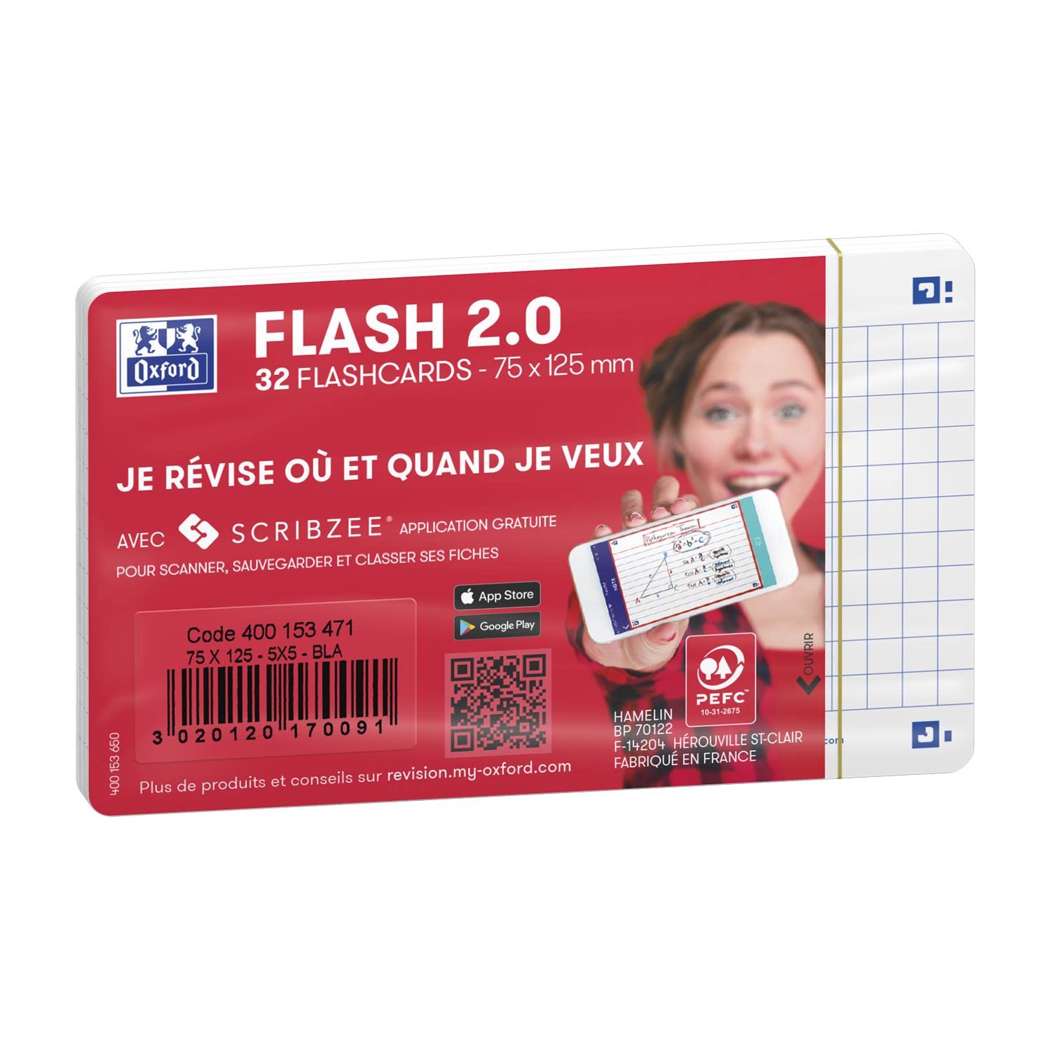 Oxford Flash 2.0 – Pack de 32 Cartes A7 Petits Carreaux