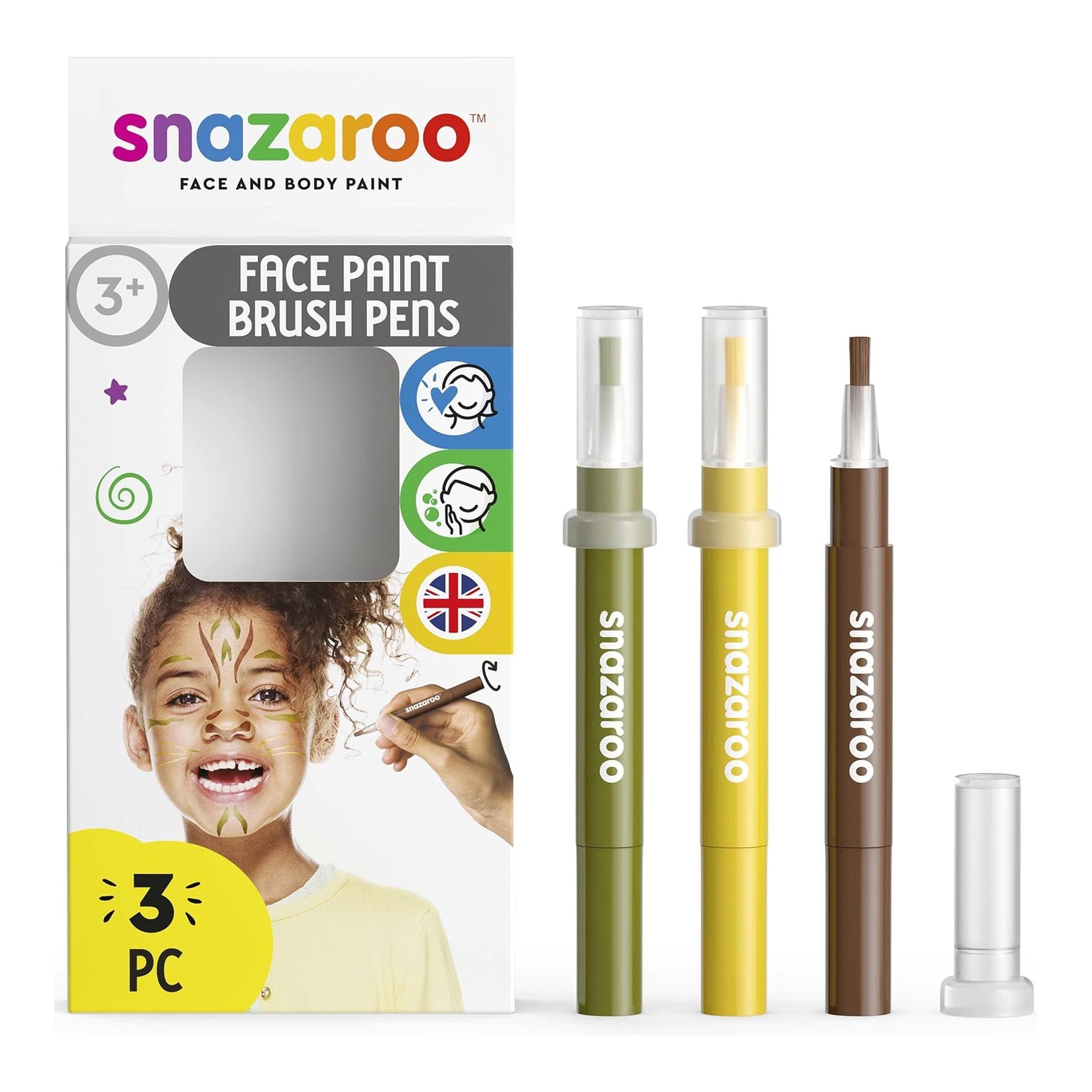 Snazaroo – Kit Maquillage pour Visage (3 Peintures + Pinceau)