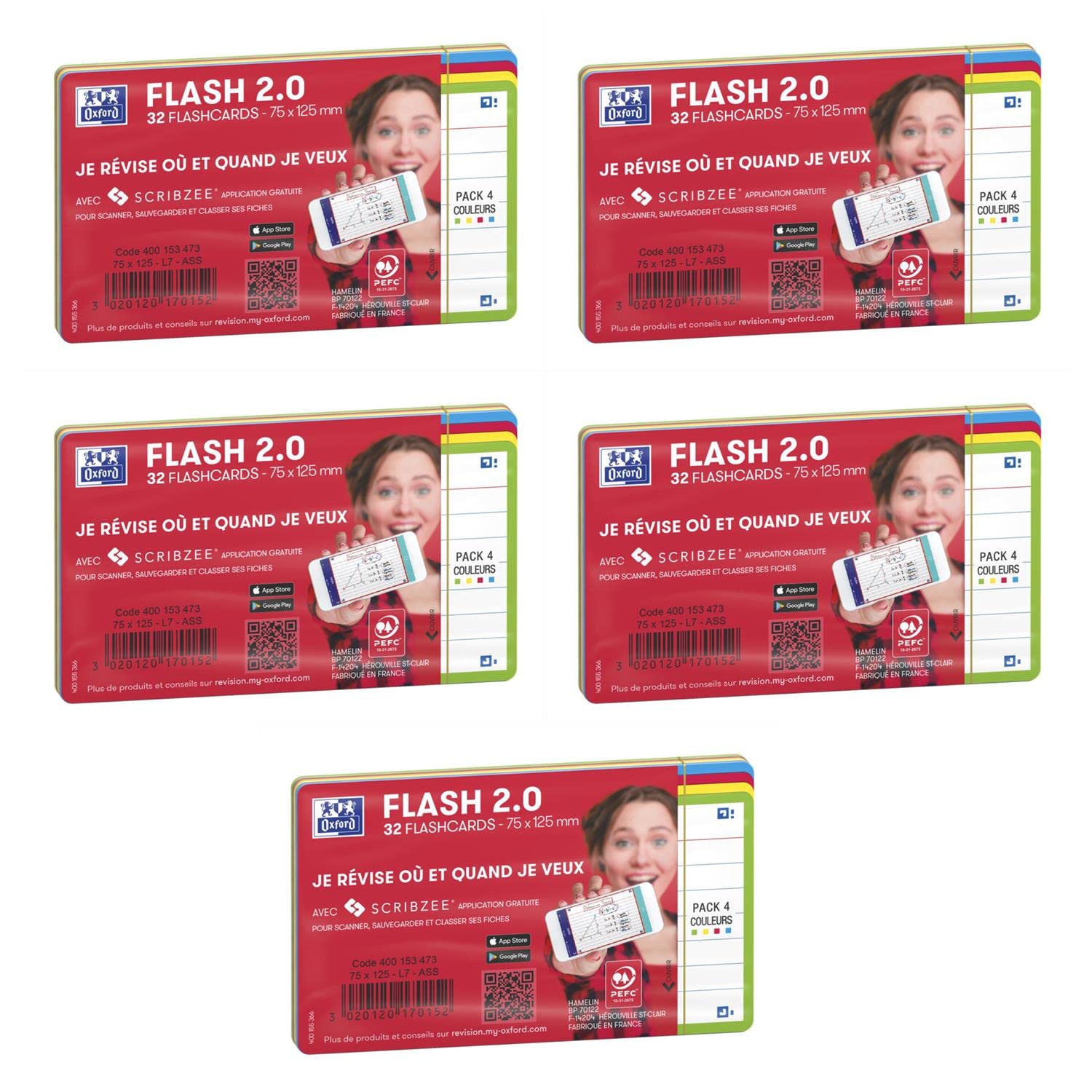Oxford Flash 2.0 Starter Pack – 32 Cartes A7 Lignées Couleurs