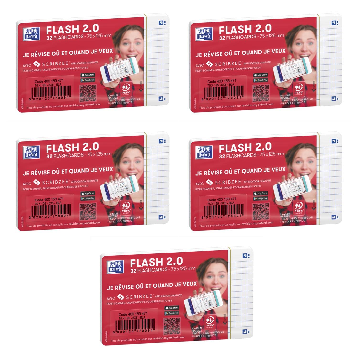 Oxford Flash 2.0 – Pack de 32 Cartes A7 Petits Carreaux