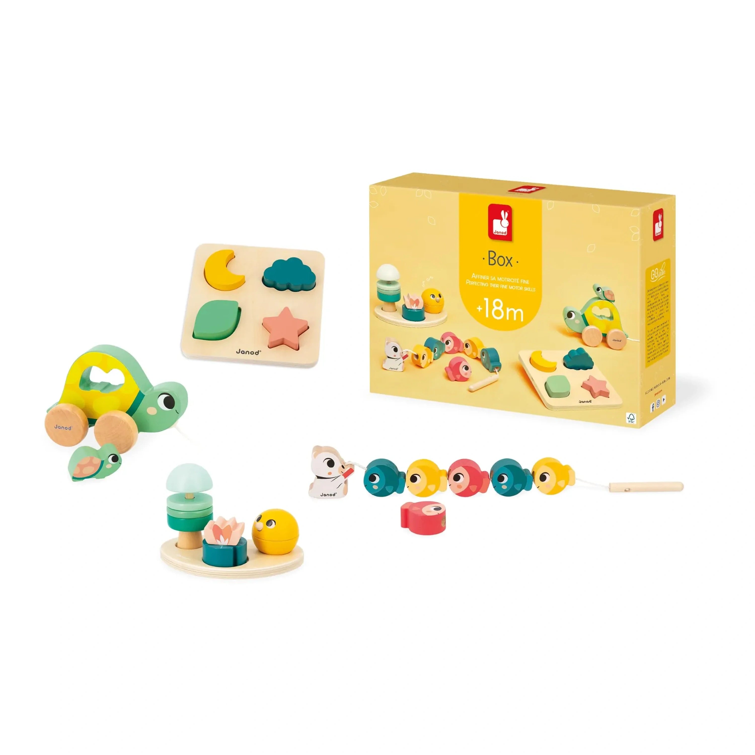 Janod – Box 18 Mois, Coffret Jouets d’Éveil Multi-Activités