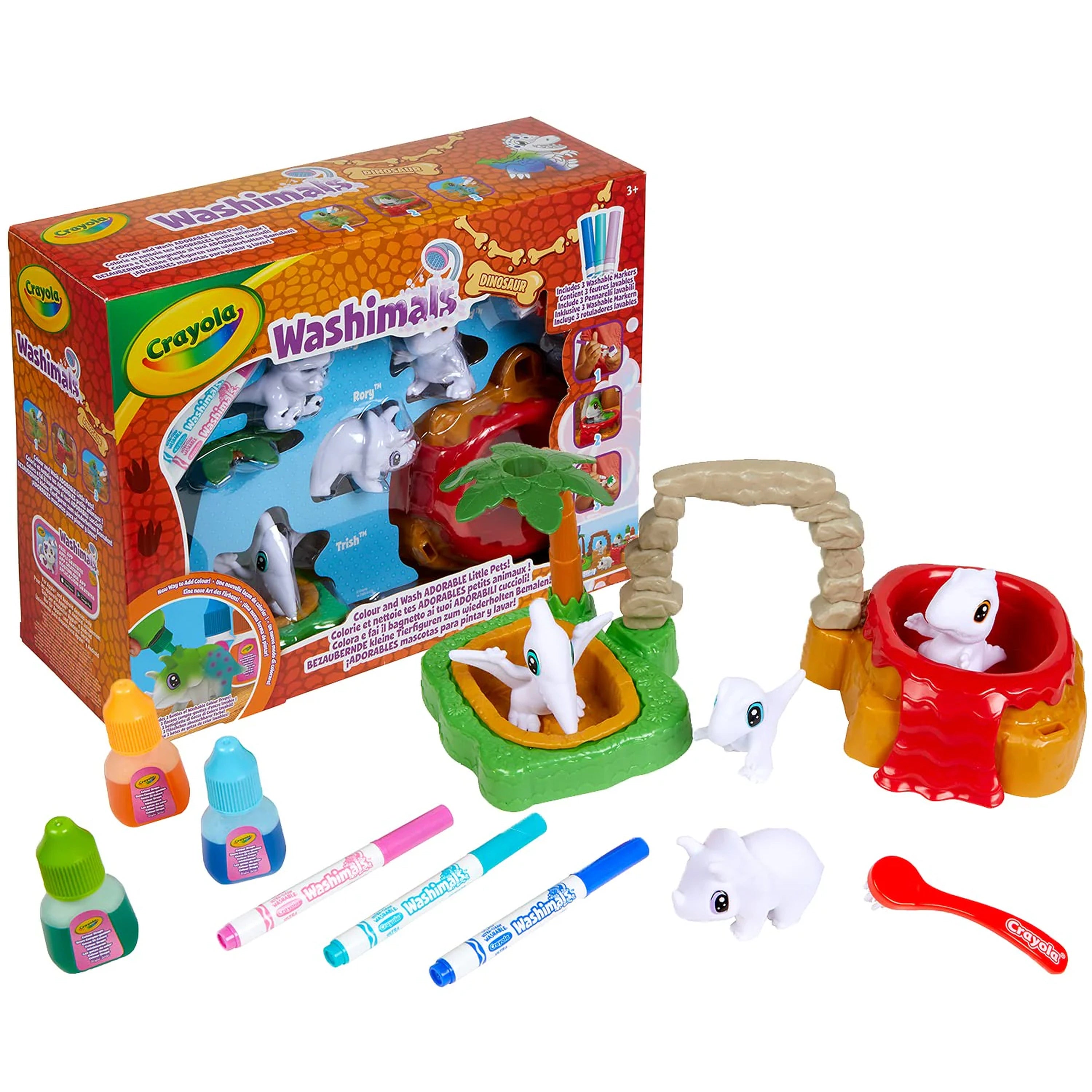 Crayola Washimals Dinosaur – Kit Créatif à Colorier avec Figurines et Feutres