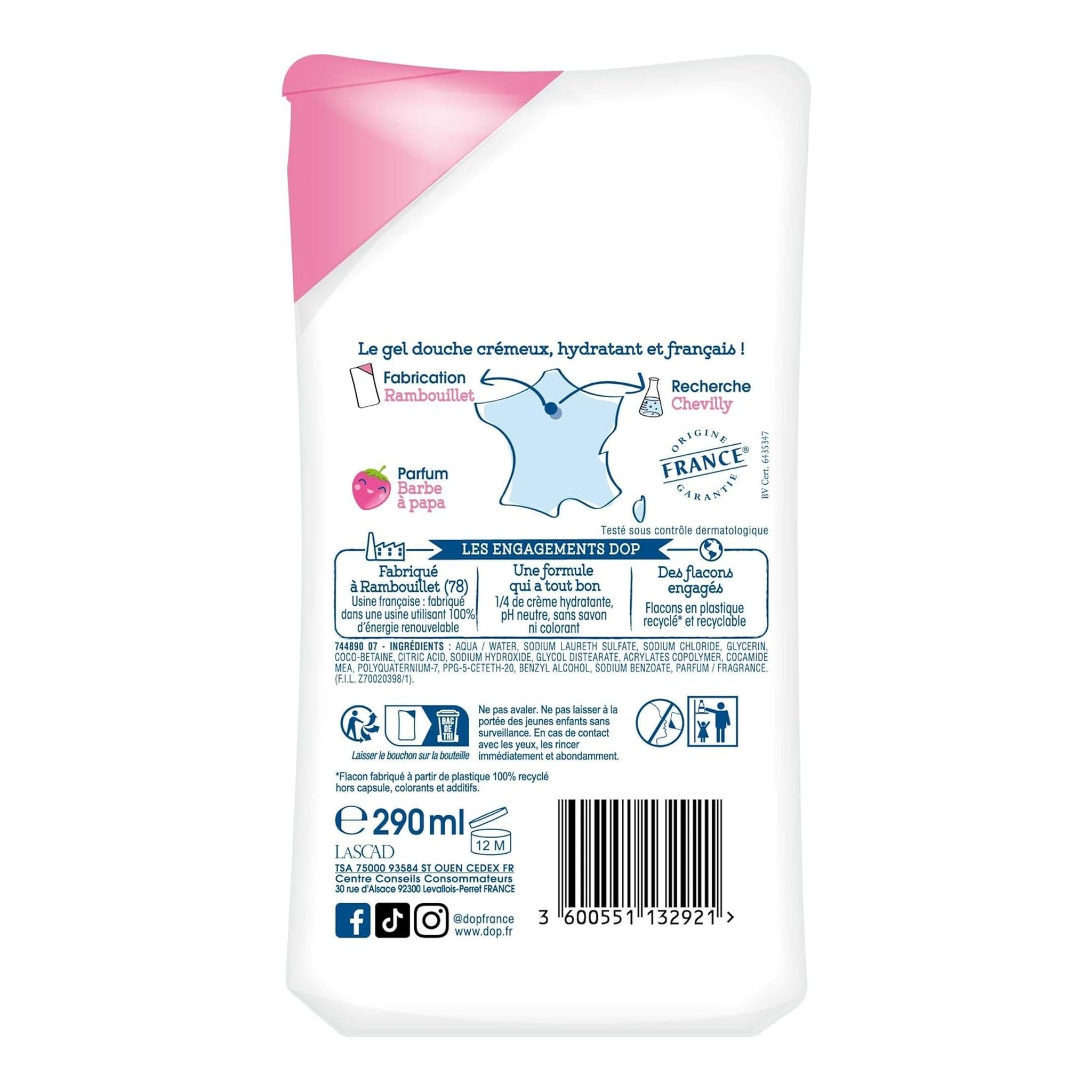 Dop – Gel Douche Hydratant Parfum Barbe à Papa 290 ml