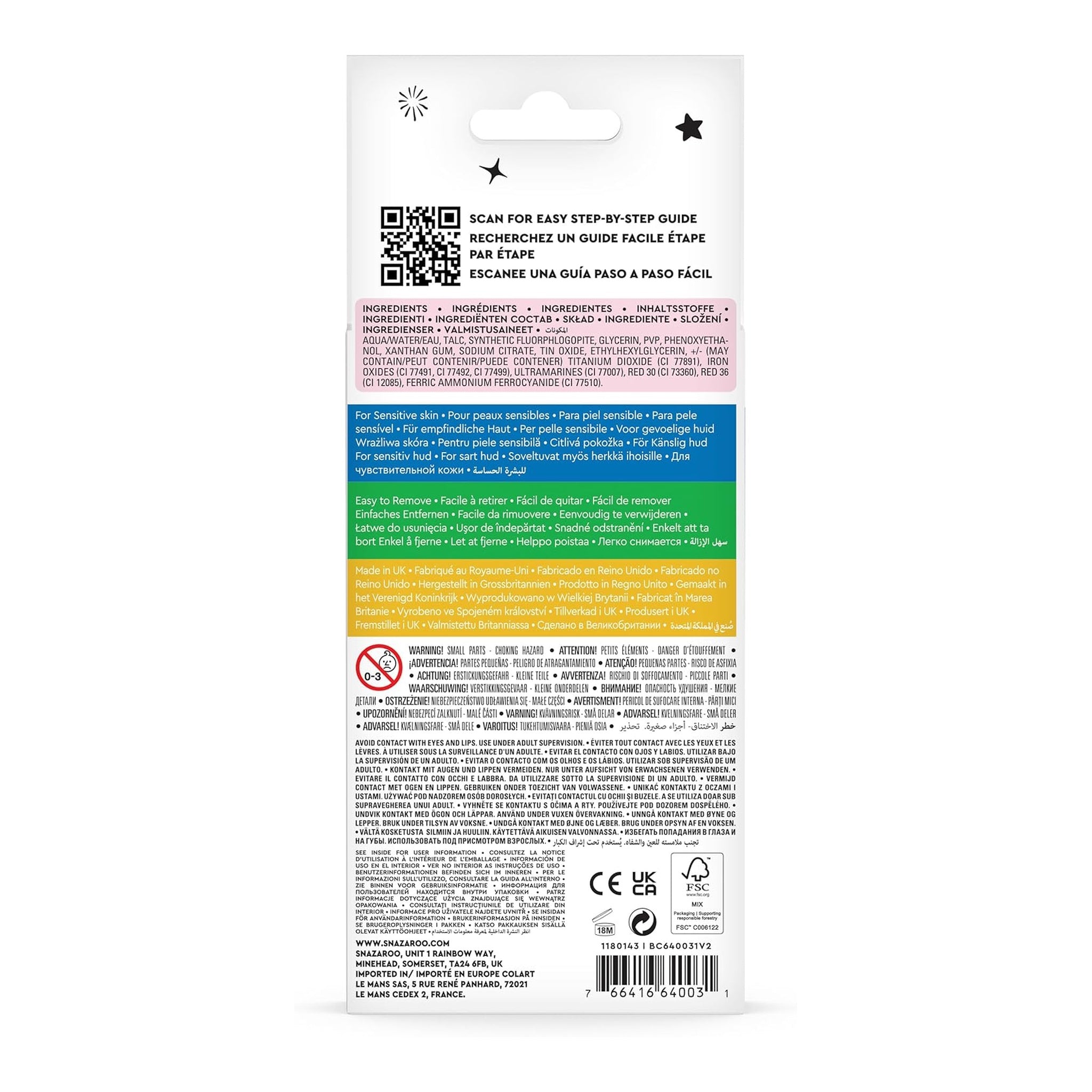 Snazaroo – Kit Maquillage pour Visage (3 Peintures + Pinceau)