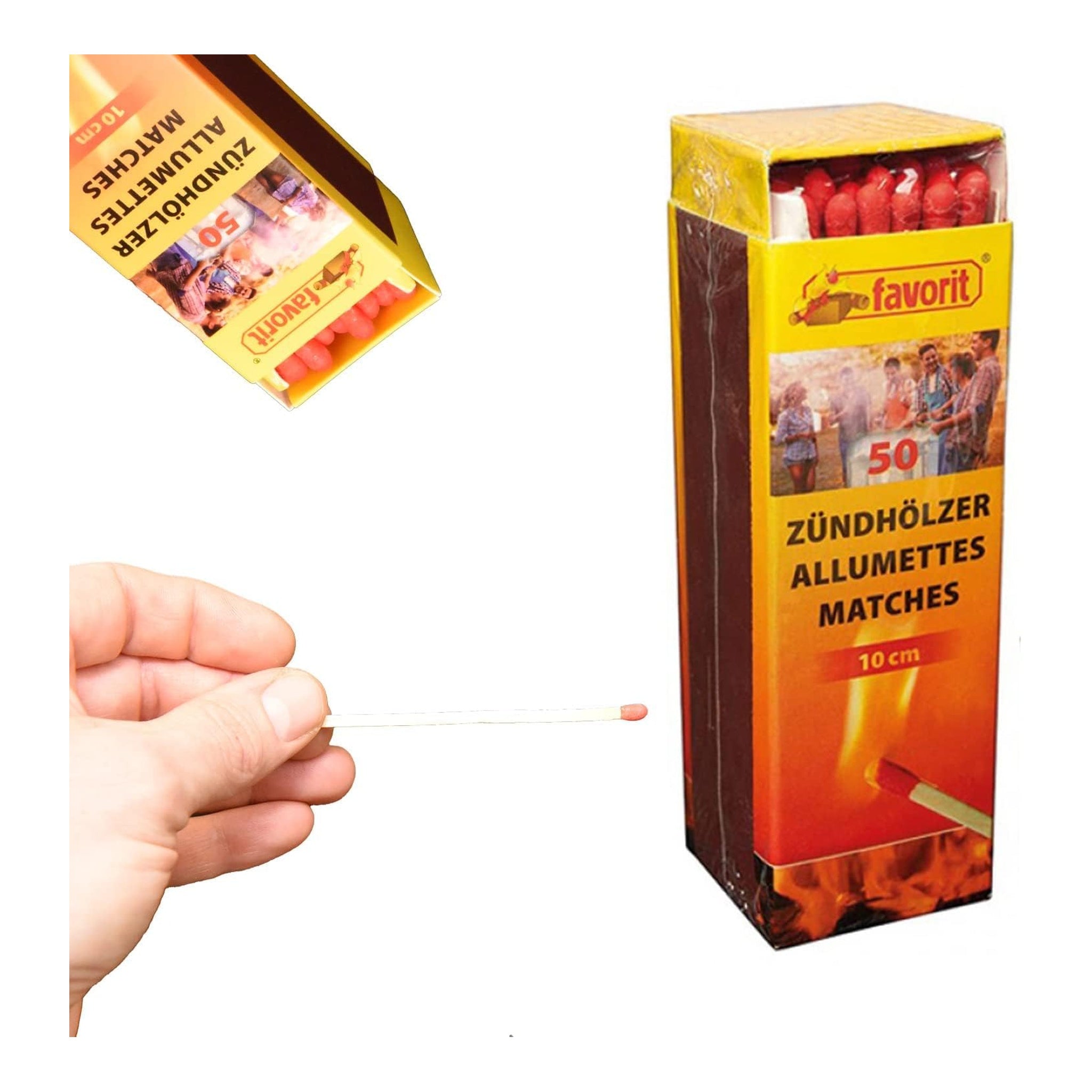 Favorit – Allumettes Longues en Bois 10 cm (50 pièces)